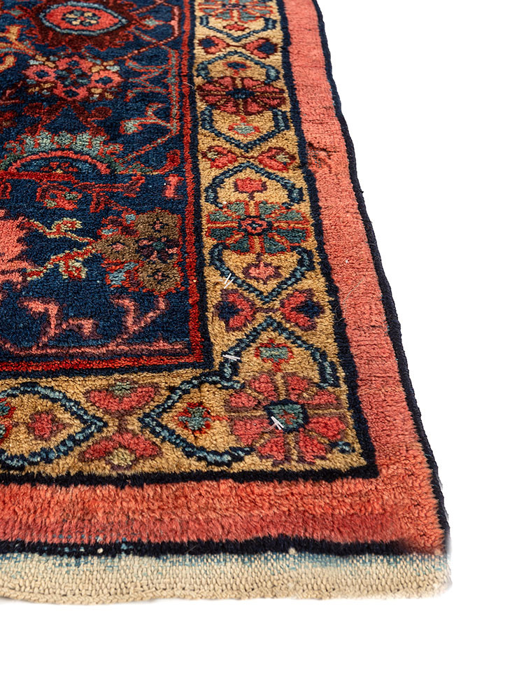 aalam pink and purple wool hand knotted Rug - Corner