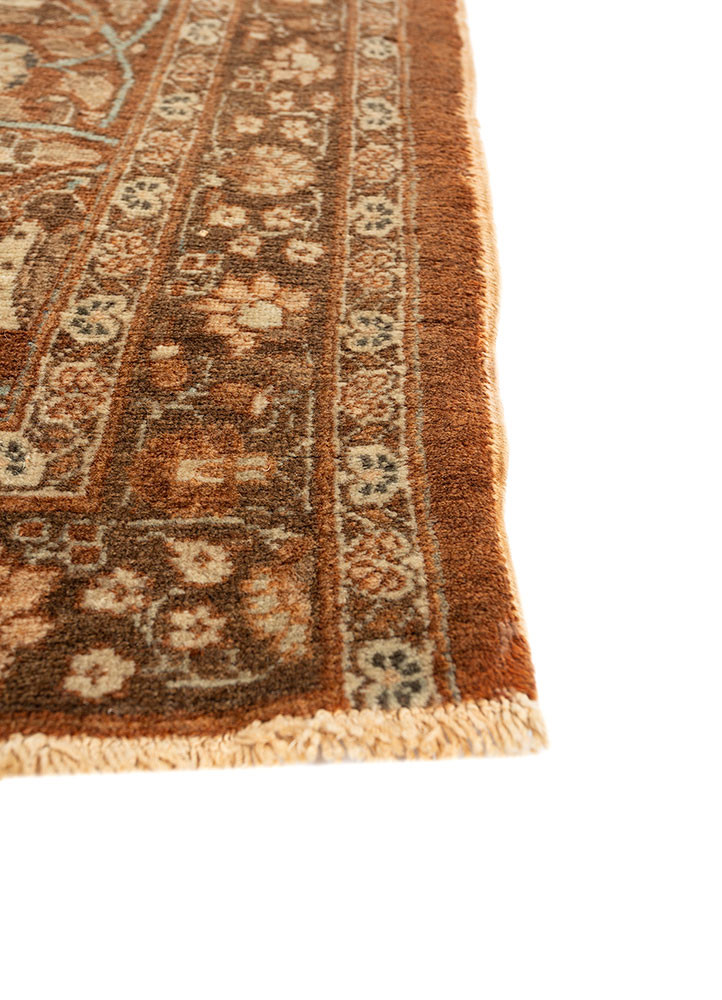 aalam red and orange wool hand knotted Rug - Corner