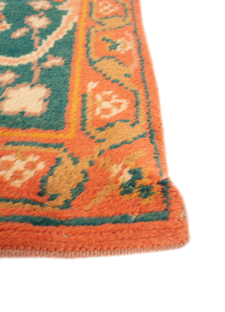 aalam red and orange wool hand knotted Rug - Corner aalam red and orange wool hand knotted Rug - Corner
