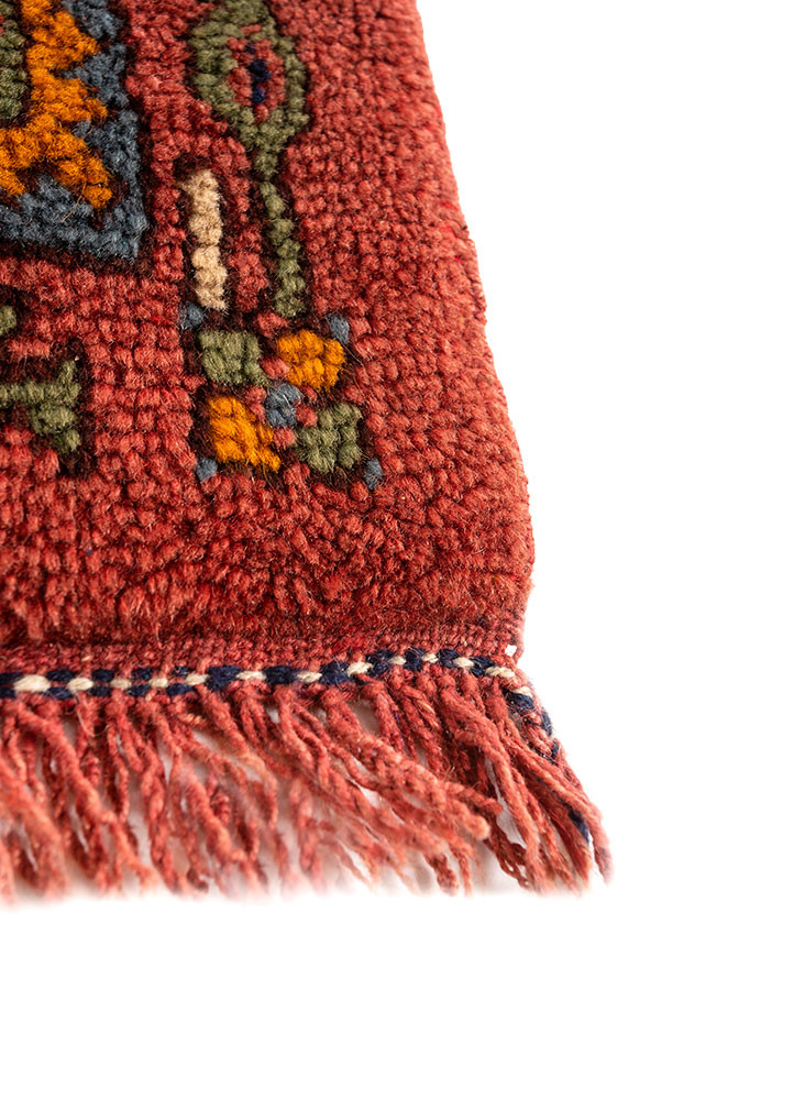 aalam red and orange wool hand knotted Rug - Corner aalam red and orange wool hand knotted Rug - Corner
