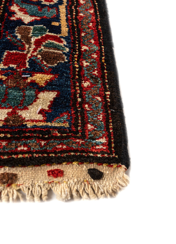 aalam blue wool hand knotted Rug - Corner