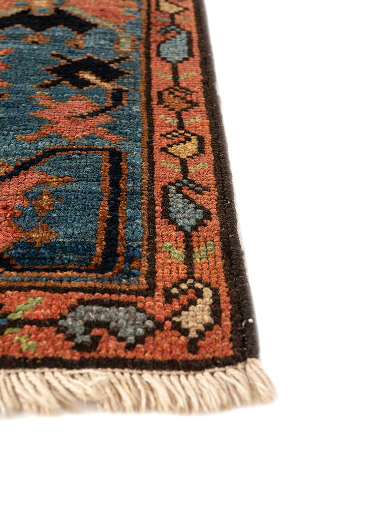 aalam blue wool hand knotted Rug - Corner aalam blue wool hand knotted Rug - Corner