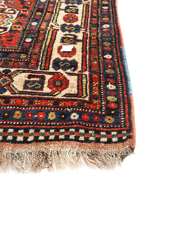 aalam blue wool hand knotted Rug - Corner