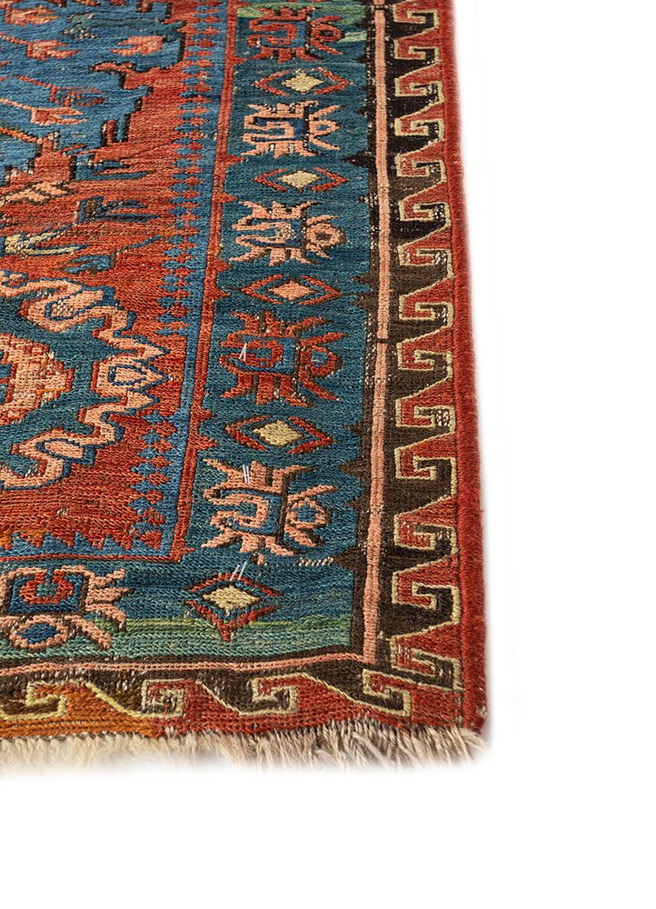 aalam red and orange wool hand knotted Rug - Corner aalam red and orange wool hand knotted Rug - Corner