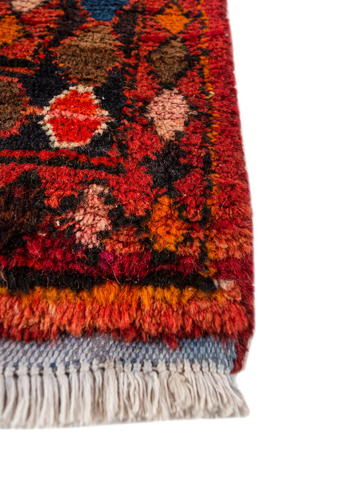 nuray red and orange wool hand knotted Rug - Corner