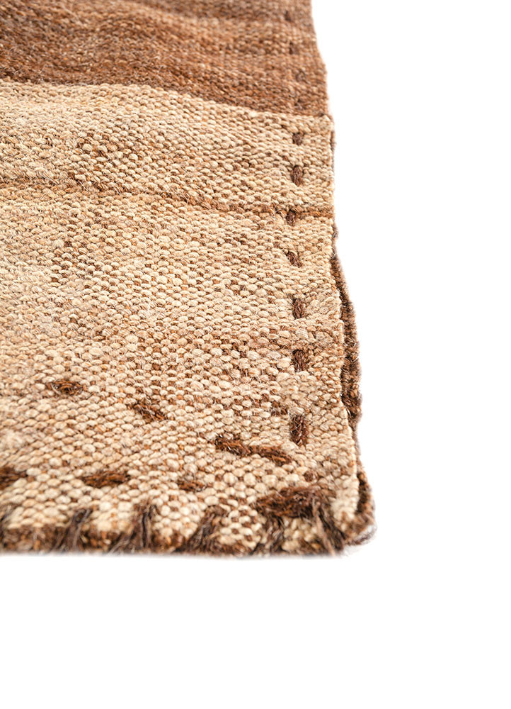 nayaab beige and brown wool flat weaves Rug - Corner