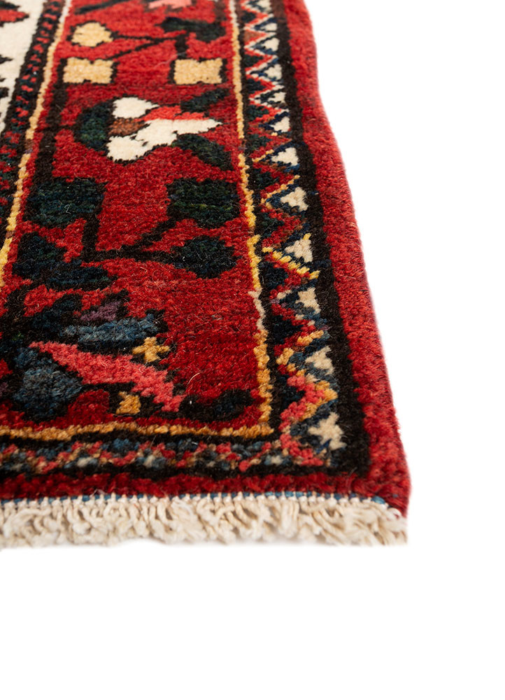 aalam red and orange wool hand knotted Rug - Corner