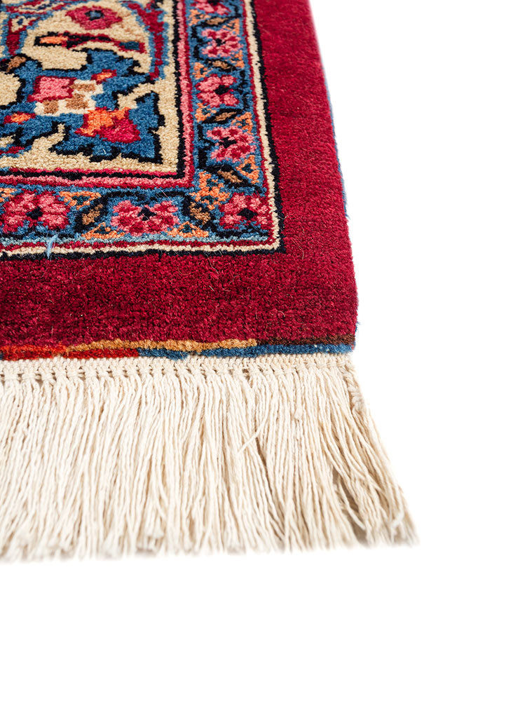 aalam red and orange wool hand knotted Rug - Corner aalam red and orange wool hand knotted Rug - Corner