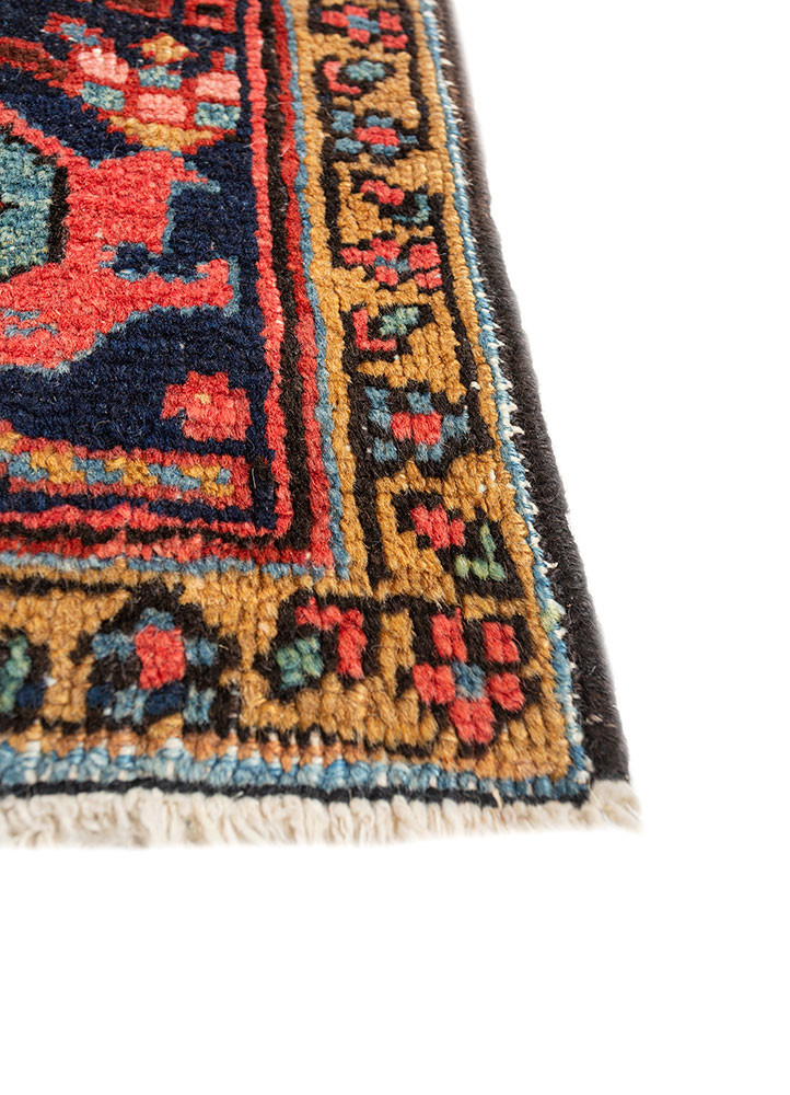 aalam red and orange wool hand knotted Rug - Corner