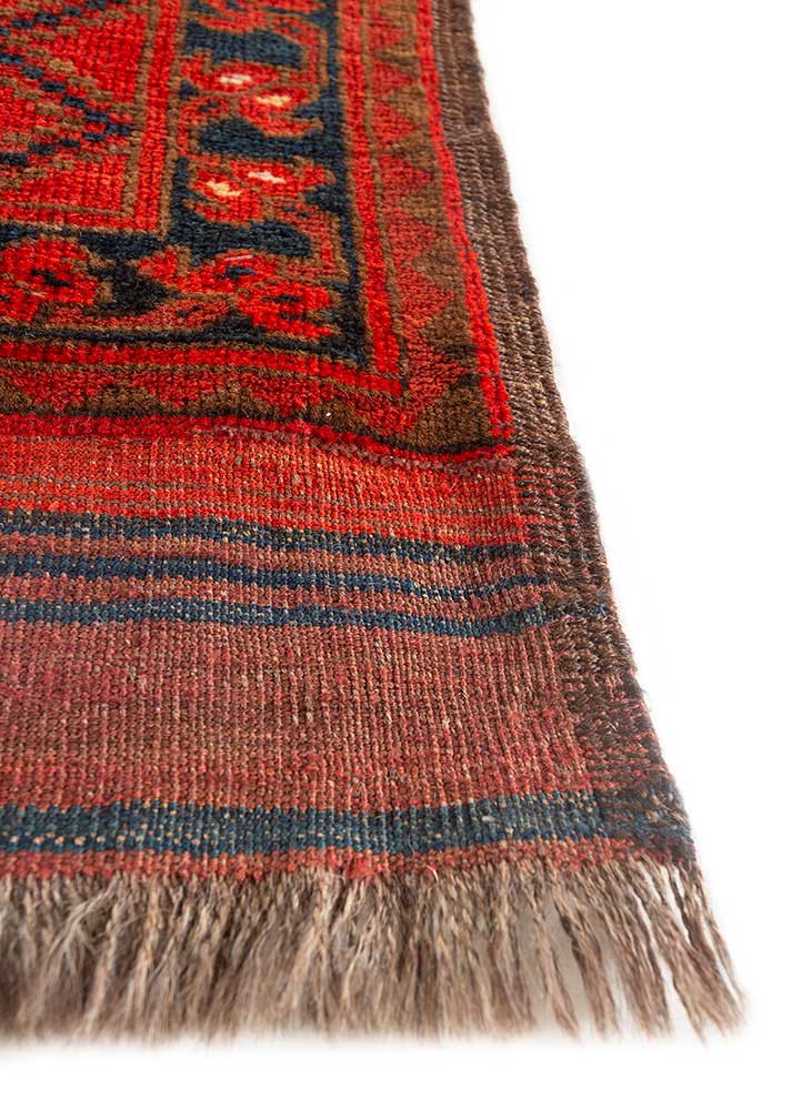 kiaan red and orange wool hand knotted Rug - Corner