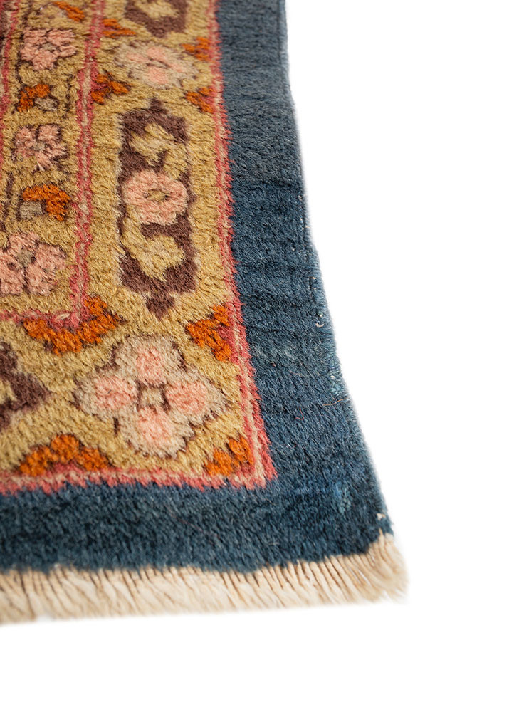 aalam blue wool hand knotted Rug - Corner aalam blue wool hand knotted Rug - Corner