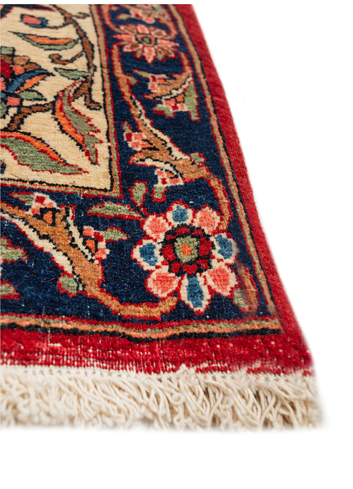 aalam red and orange wool hand knotted Rug - Corner aalam red and orange wool hand knotted Rug - Corner