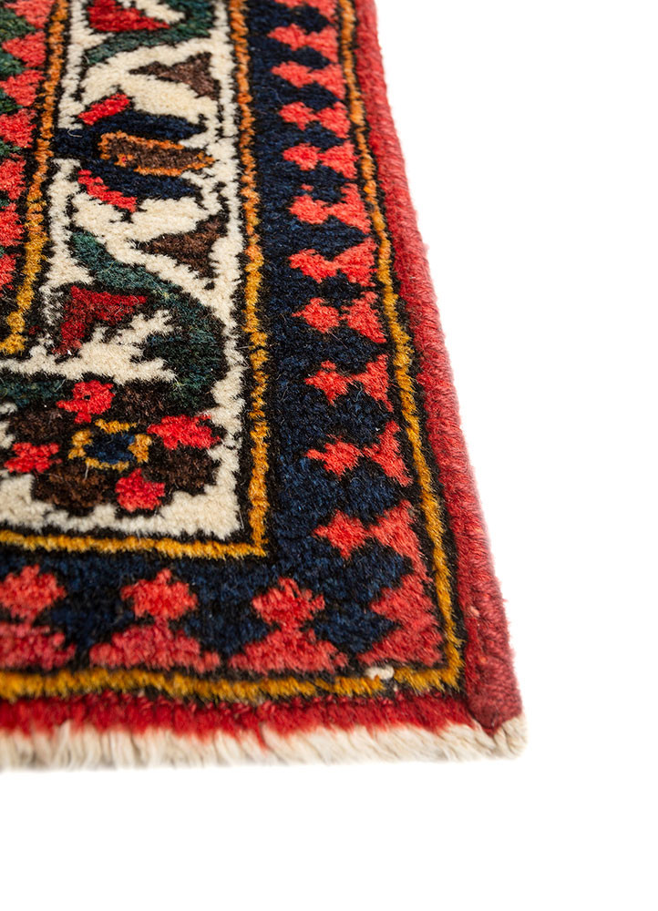 aalam red and orange wool hand knotted Rug - Corner