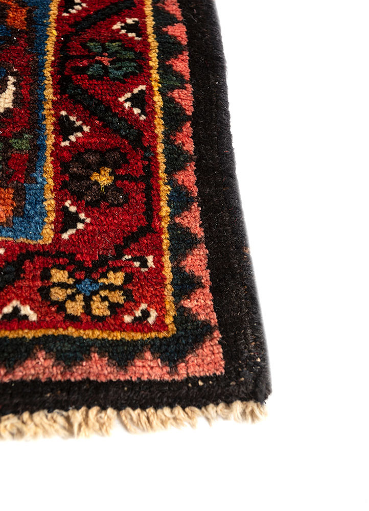 aalam blue wool hand knotted Rug - Corner