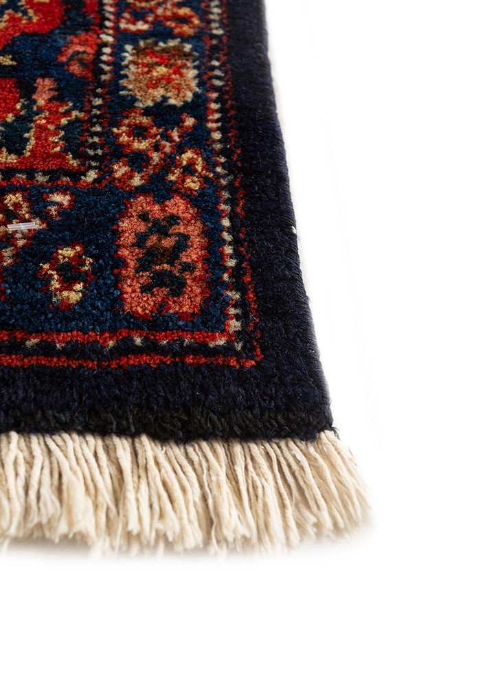 aalam blue wool hand knotted Rug - Corner aalam blue wool hand knotted Rug - Corner