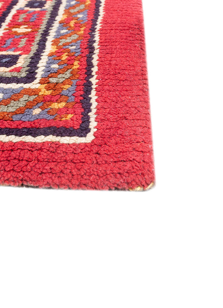 aalam pink and purple wool hand knotted Rug - Corner