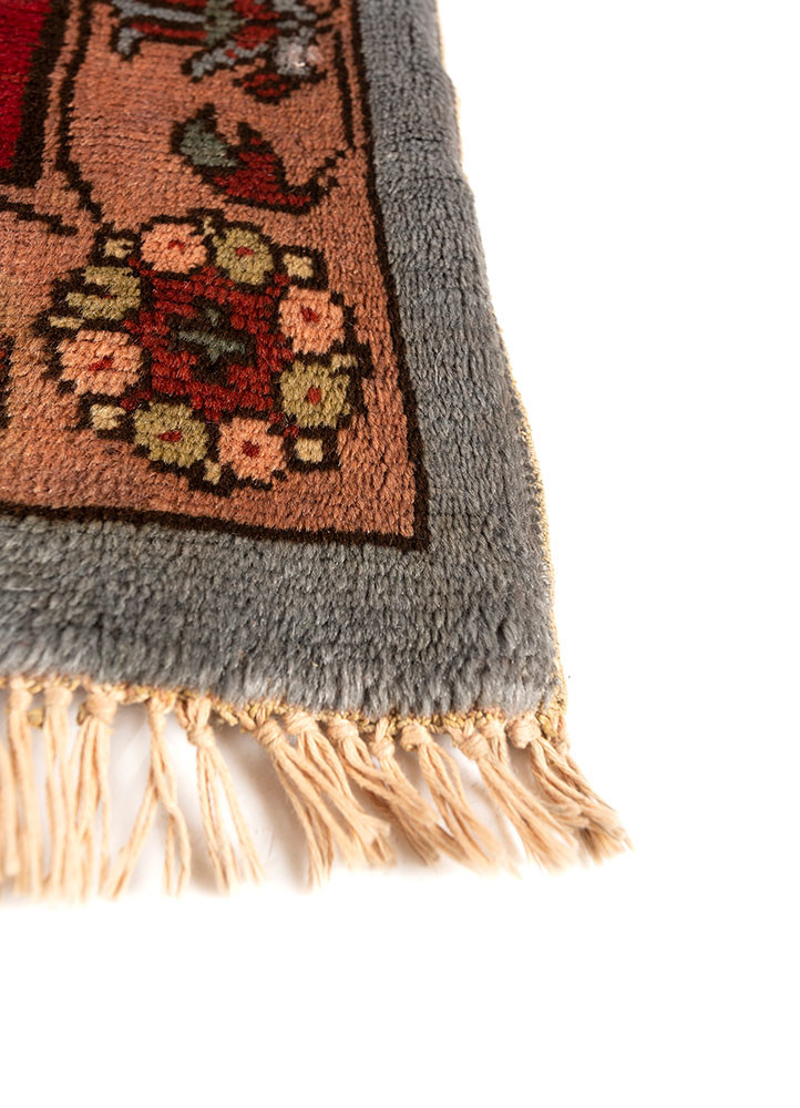 aalam red and orange wool hand knotted Rug - Corner aalam red and orange wool hand knotted Rug - Corner