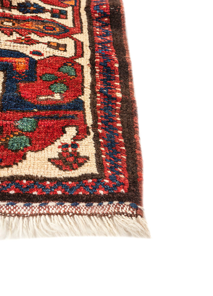 aalam red and orange wool hand knotted Rug - Corner