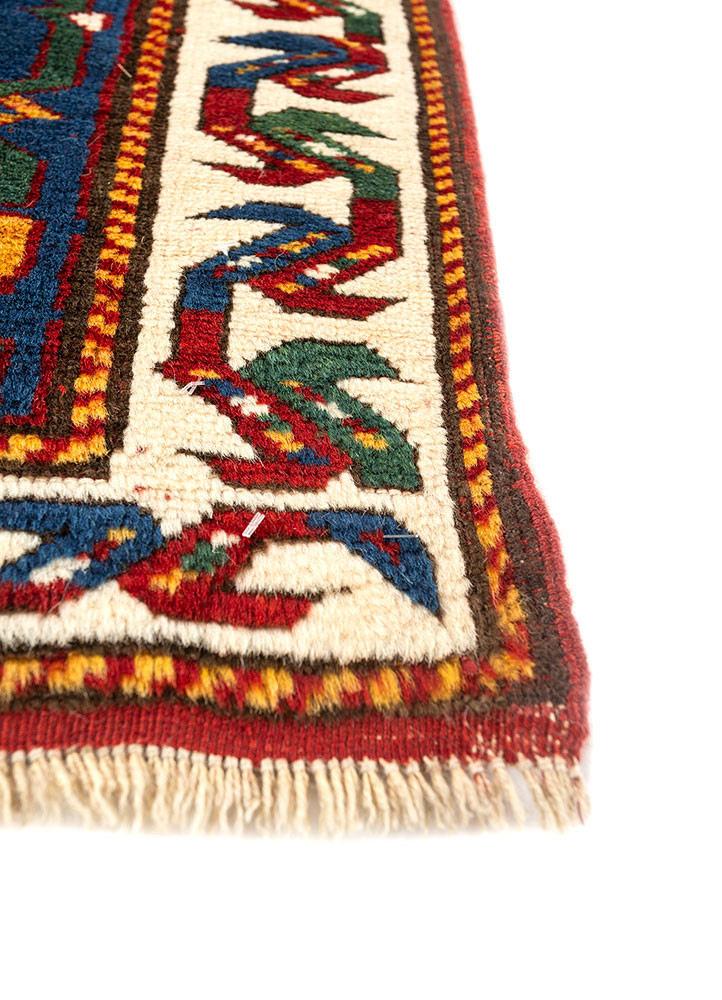 aalam red and orange wool hand knotted Rug - Corner aalam red and orange wool hand knotted Rug - Corner