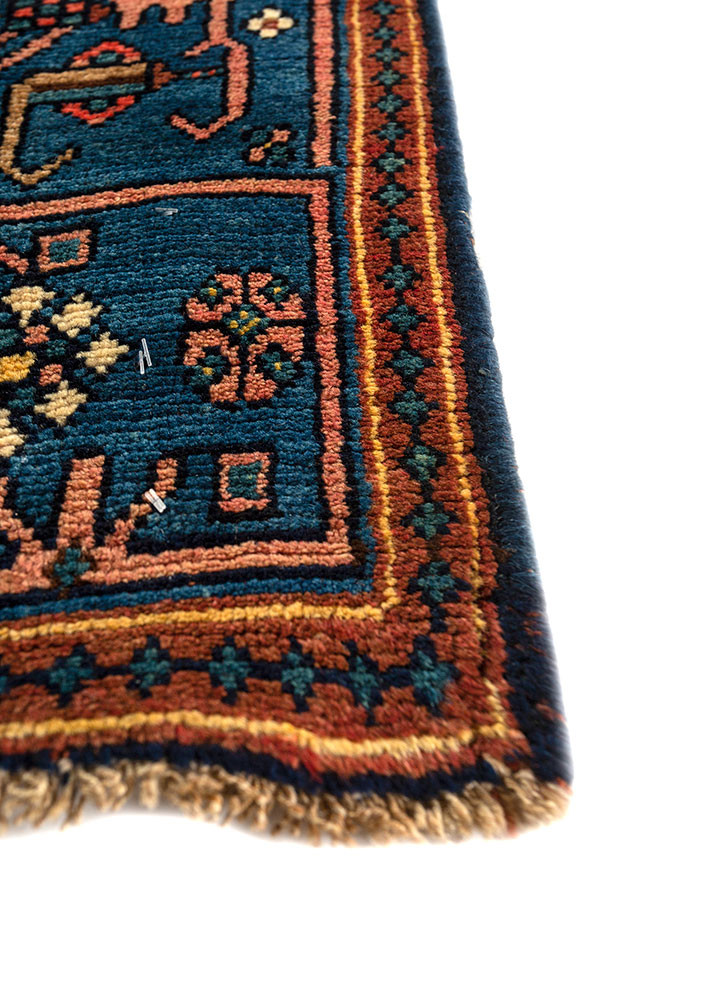 aalam blue wool hand knotted Rug - Corner aalam blue wool hand knotted Rug - Corner