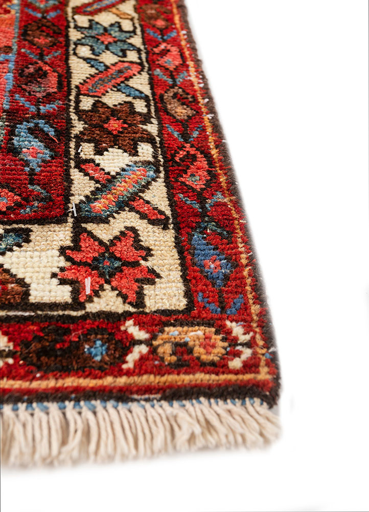 aalam red and orange wool hand knotted Rug - Corner aalam red and orange wool hand knotted Rug - Corner