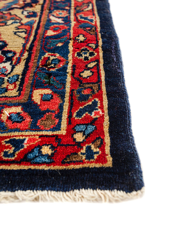 aalam blue wool hand knotted Rug - Corner