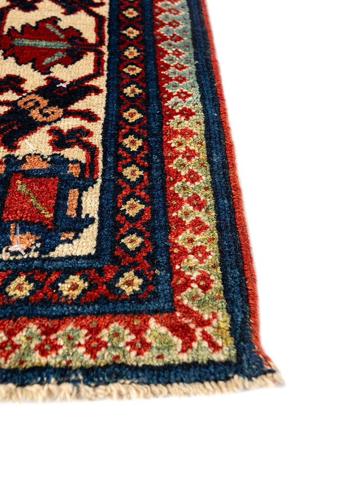 aalam blue wool hand knotted Rug - Corner
