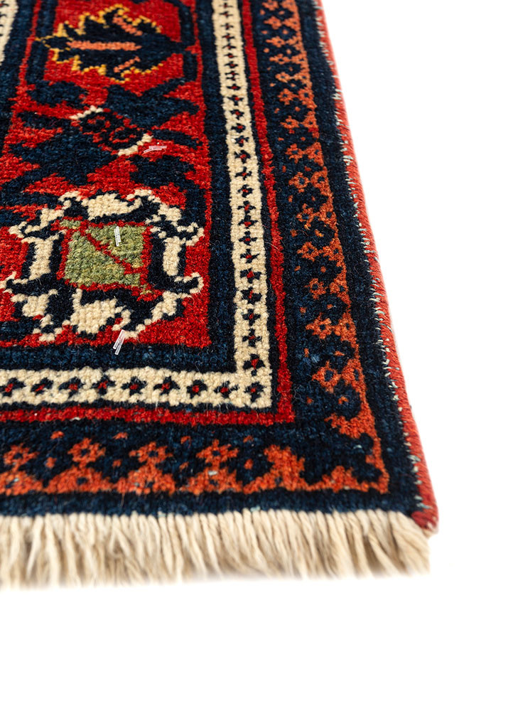 aalam red and orange wool hand knotted Rug - Corner aalam red and orange wool hand knotted Rug - Corner