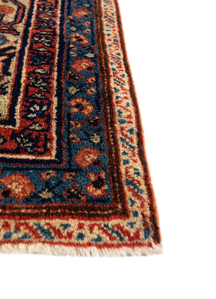aalam blue wool hand knotted Rug - Corner