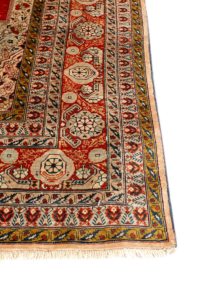 gulmarg red and orange silk hand knotted Rug - Corner gulmarg red and orange silk hand knotted Rug - Corner