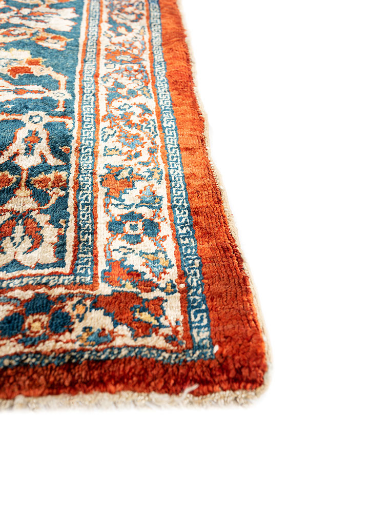 gulmarg red and orange silk hand knotted Rug - Corner gulmarg red and orange silk hand knotted Rug - Corner