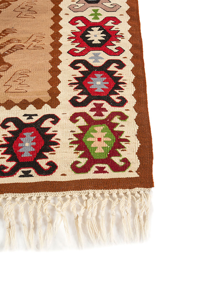 nayaab beige and brown wool flat weaves Rug - Corner nayaab beige and brown wool flat weaves Rug - Corner