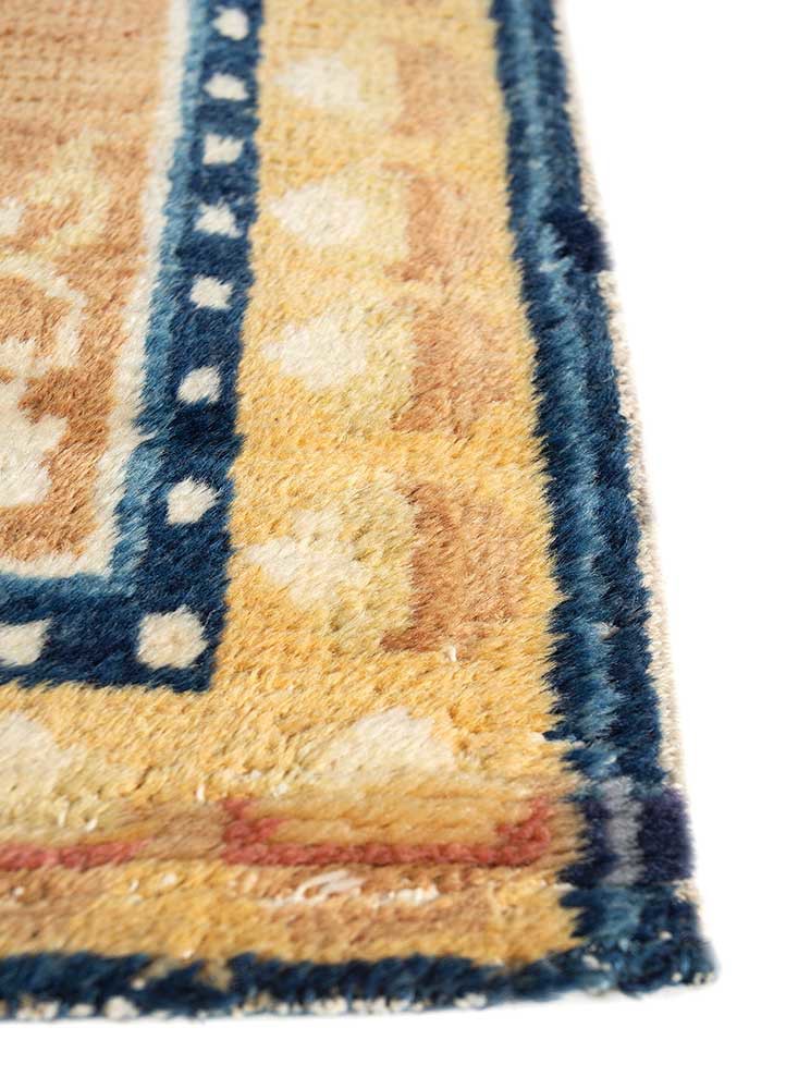 pechino beige and brown wool hand knotted Rug - Corner