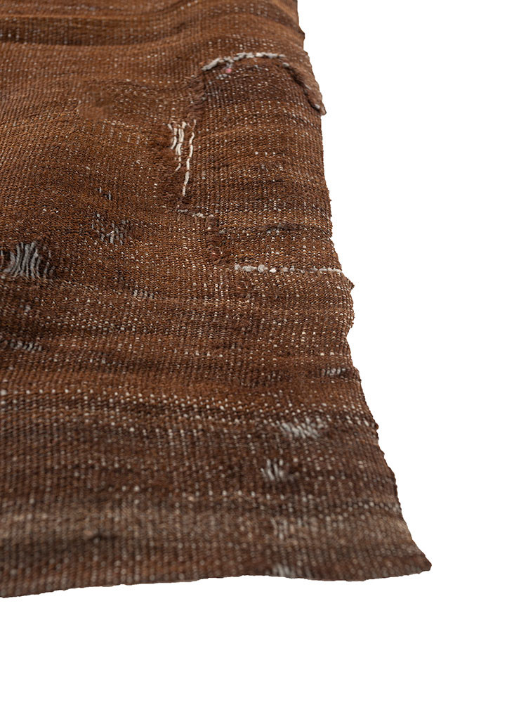 nayaab beige and brown wool flat weaves Rug - Corner