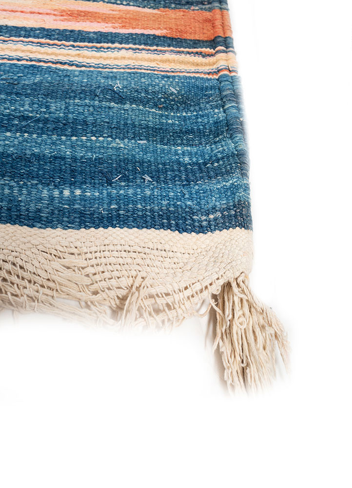 nayaab blue cotton flat weaves Rug - Corner nayaab blue cotton flat weaves Rug - Corner