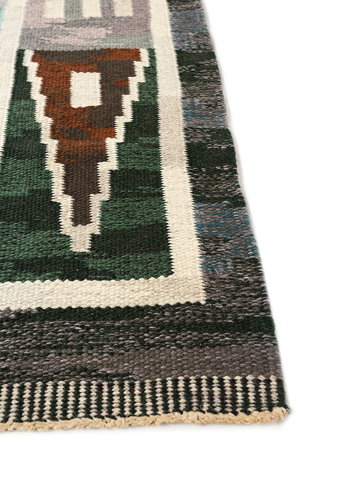 nayaab blue wool flat weaves Rug - Corner nayaab blue wool flat weaves Rug - Corner