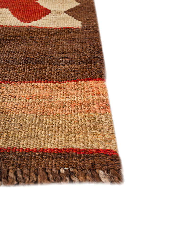 nayaab red and orange wool flat weaves Rug - Corner nayaab red and orange wool flat weaves Rug - Corner