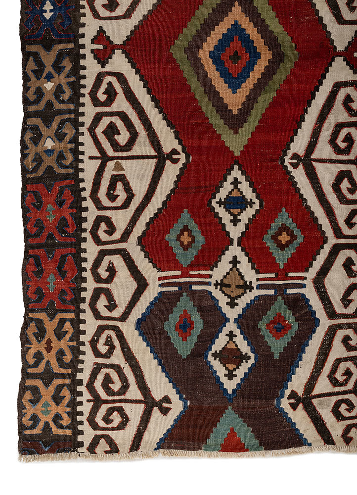 nayaab red and orange wool flat weaves Rug - Corner nayaab red and orange wool flat weaves Rug - Corner