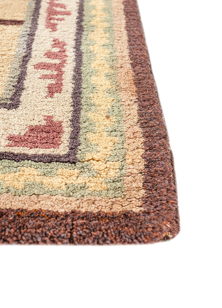 nayaab beige and brown wool flat weaves Rug - Corner