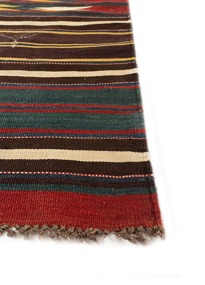 nayaab beige and brown wool flat weaves Rug - Corner