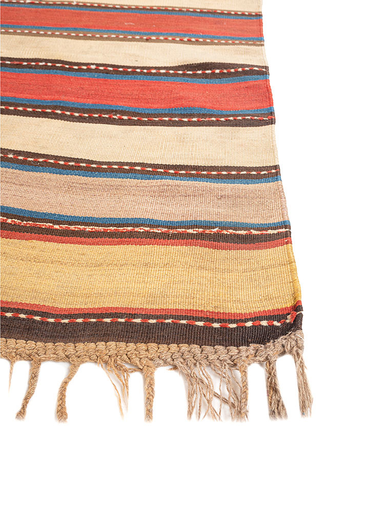 nayaab red and orange wool flat weaves Rug - Corner