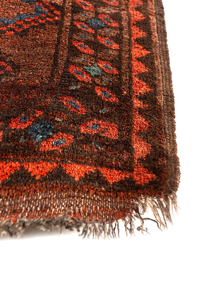 kiaan red and orange wool hand knotted Rug - Corner