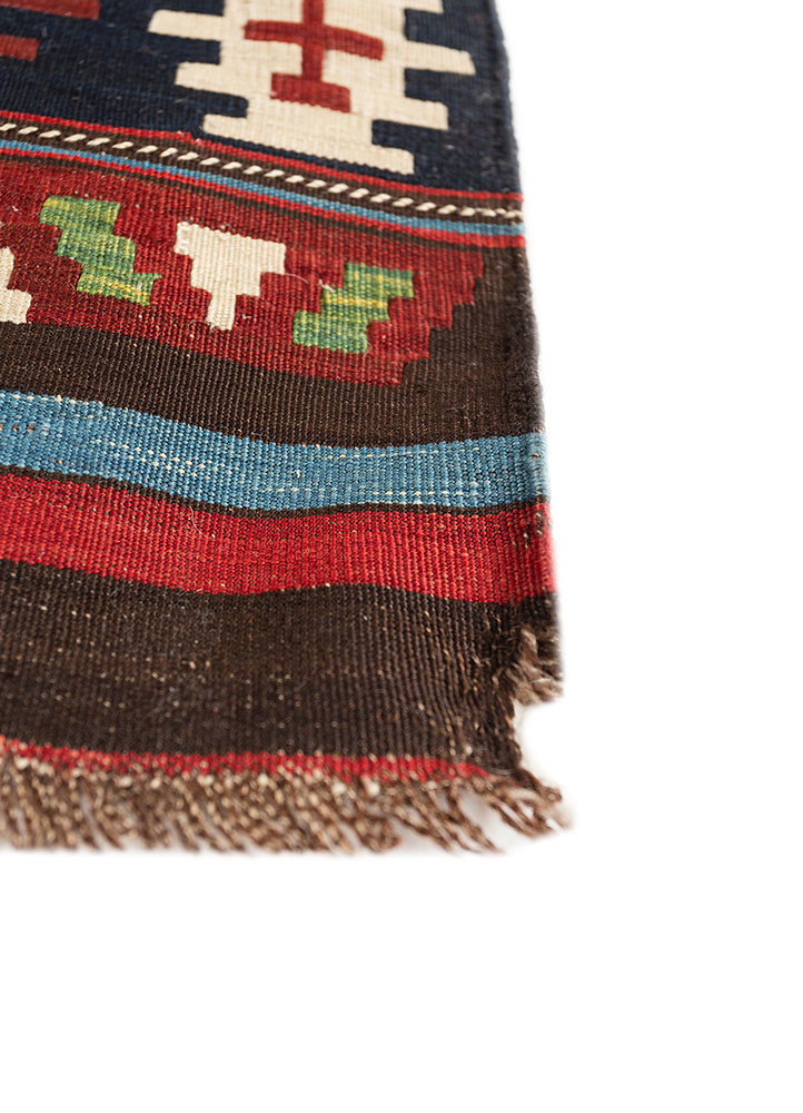 nayaab red and orange wool flat weaves Rug - Corner