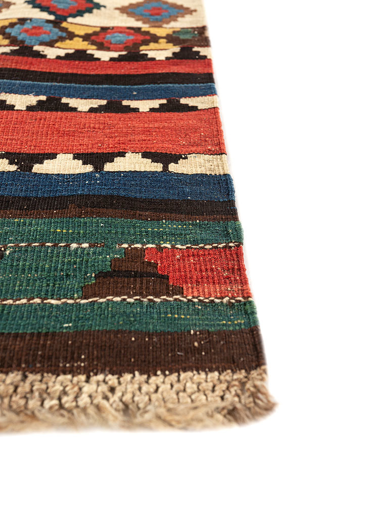 nayaab blue wool flat weaves Rug - Corner