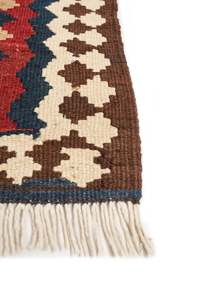 nayaab pink and purple wool flat weaves Rug - Corner nayaab pink and purple wool flat weaves Rug - Corner