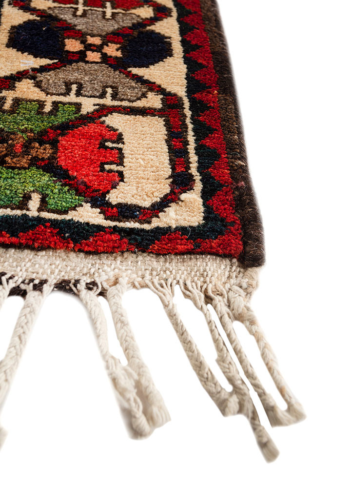 aalam red and orange wool hand knotted Rug - Corner aalam red and orange wool hand knotted Rug - Corner