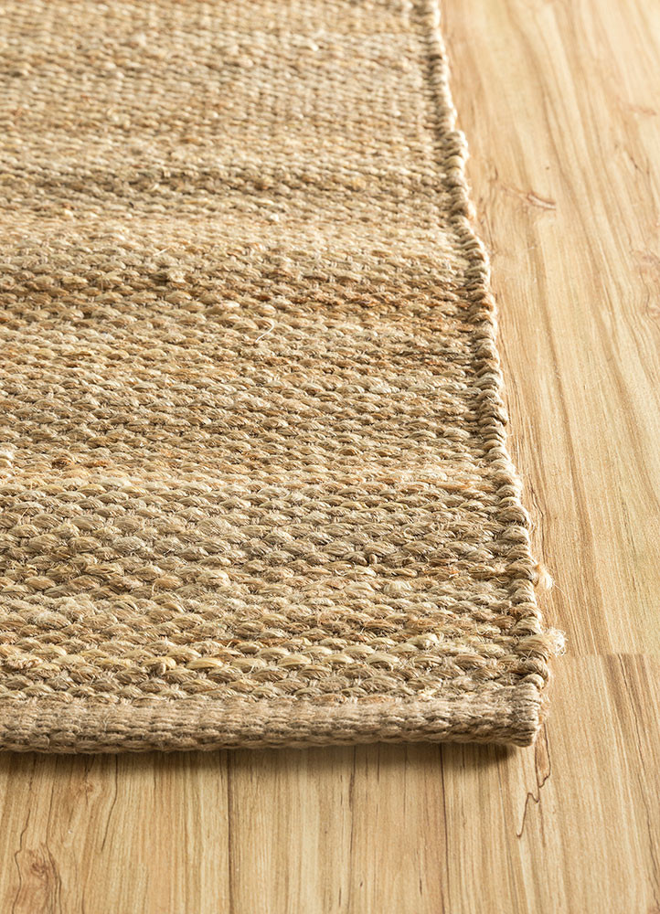 abrash beige and brown jute and hemp flat weaves Rug - Corner