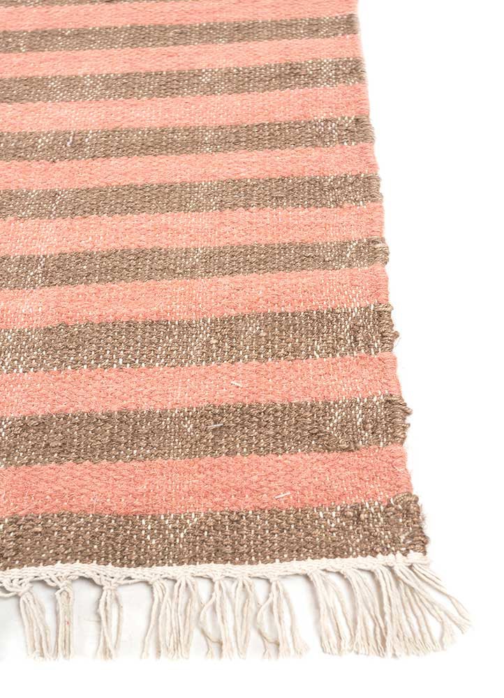 checkers red and orange wool flat weaves Rug - Corner