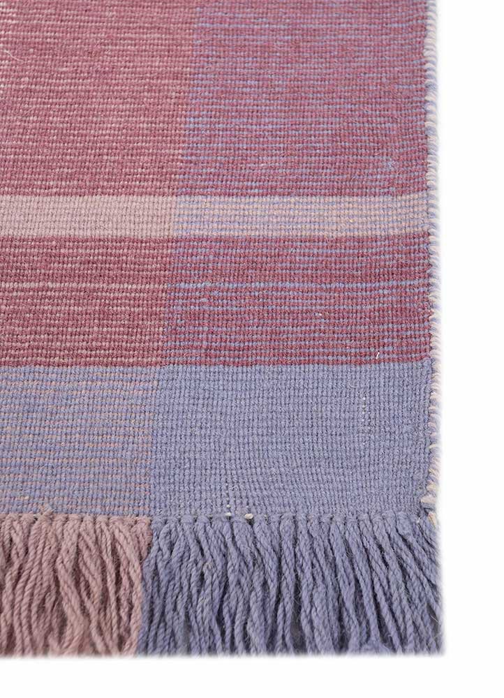 checkers pink and purple wool flat weaves Rug - Corner checkers pink and purple wool flat weaves Rug - Corner
