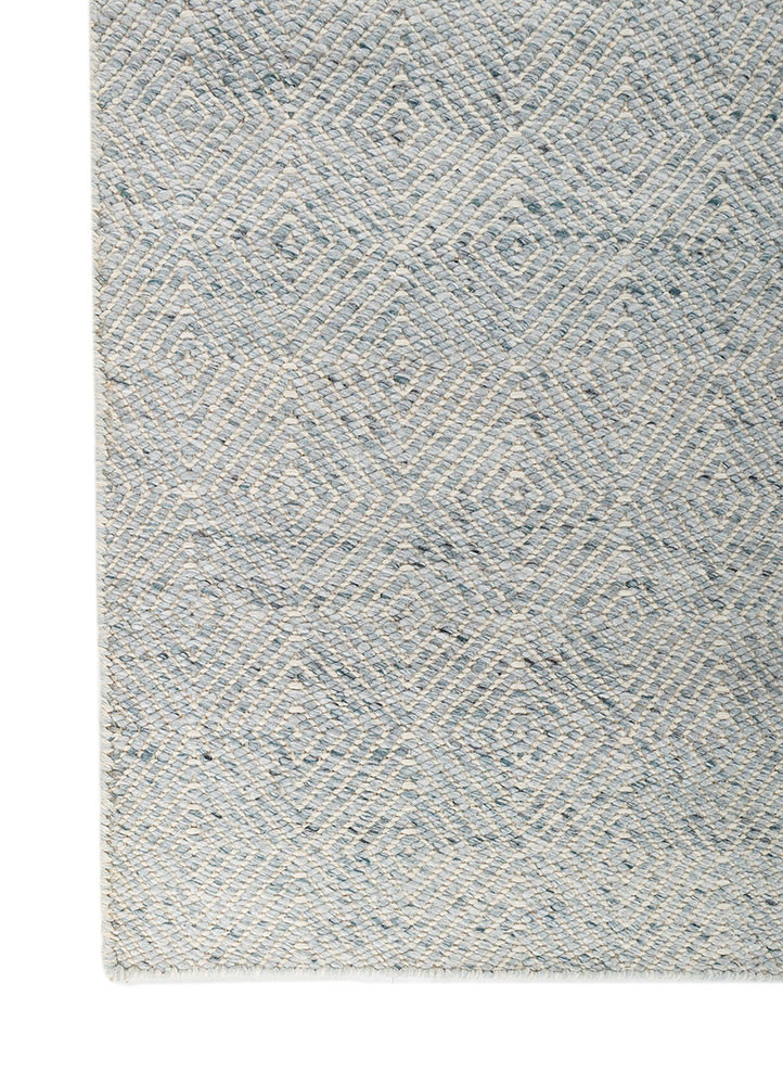 abrash blue wool flat weaves Rug - Corner